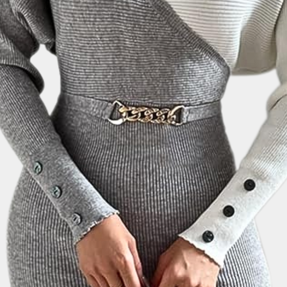 ELIANE - Robe moderne en tricot à col en V pour femmes