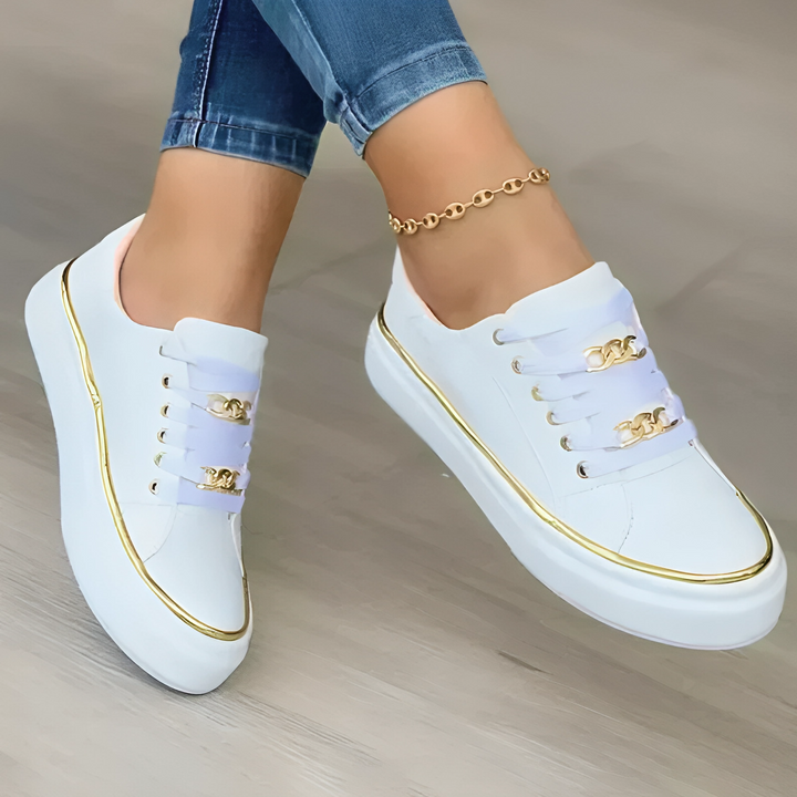 Baskets Style Urbain | Détail Chaîne Dorée | Confort et Élégance