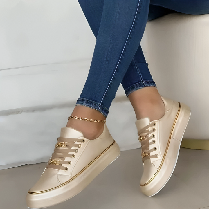 Baskets Style Urbain | Détail Chaîne Dorée | Confort et Élégance