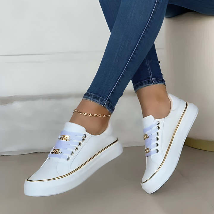 Baskets Style Urbain | Détail Chaîne Dorée | Confort et Élégance