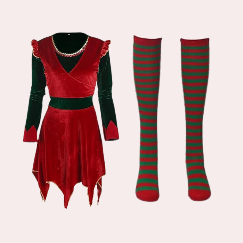 CHARLIZE - Robe de Lutin de Noël pour Femmes