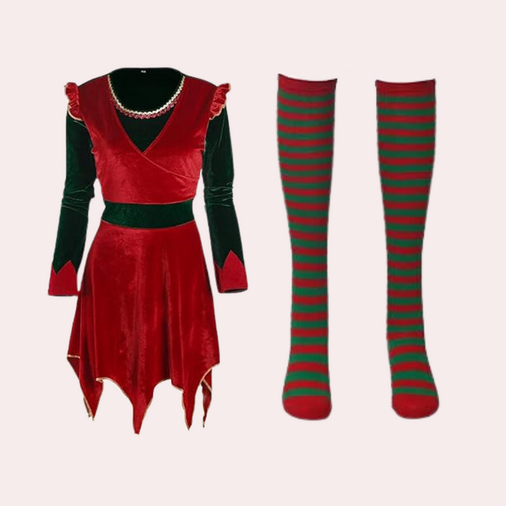 CHARLIZE - Robe de Lutin de Noël pour Femmes