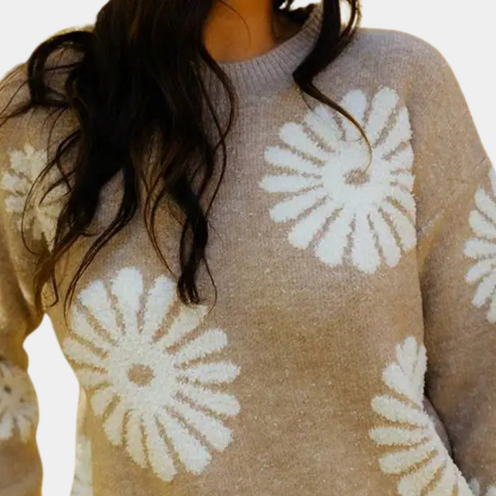 MARLEY - Pull Tricoté à Fleurs Élégant pour Femmes
