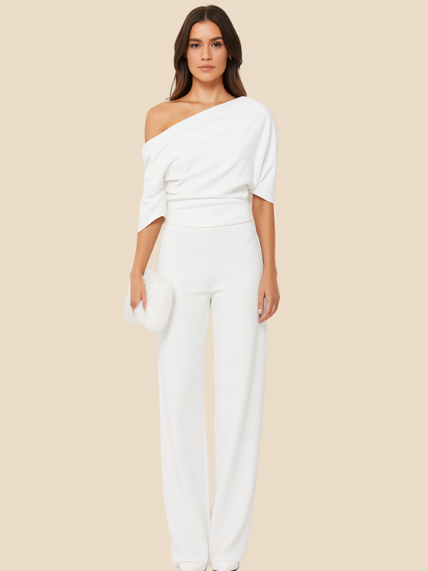 Combinaison Épaule Dénudée | Design Asymétrique | Chic et Fluide