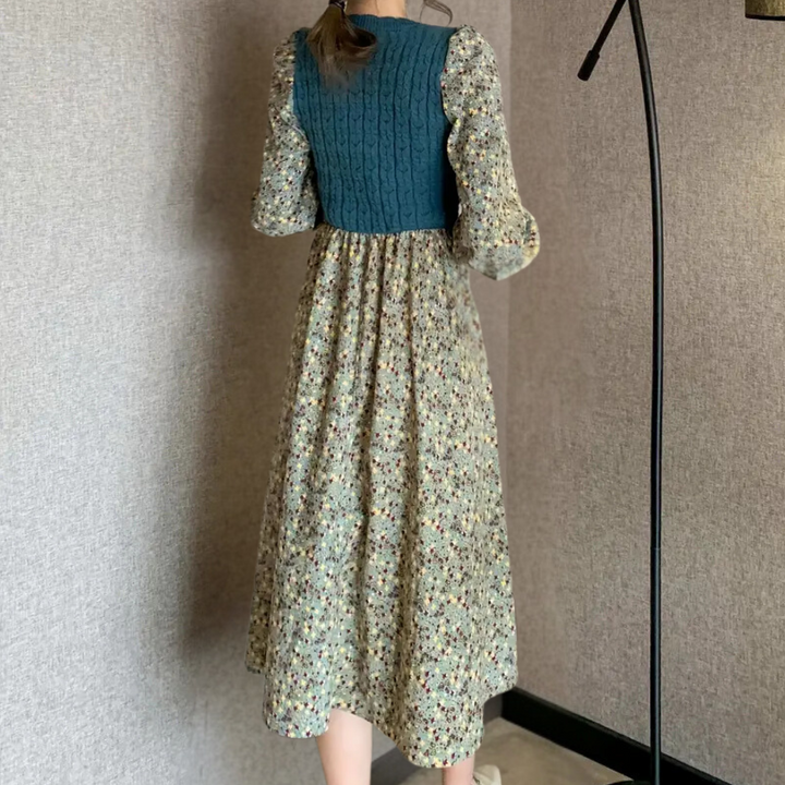 DAYSI - Robe Hivernale à Motifs de Fleurs pour Femmes