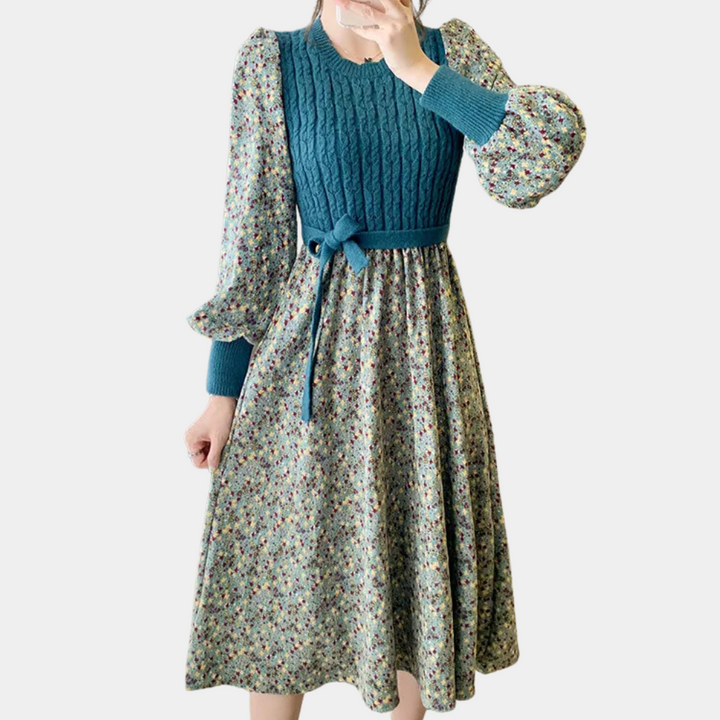 DAYSI - Robe Hivernale à Motifs de Fleurs pour Femmes