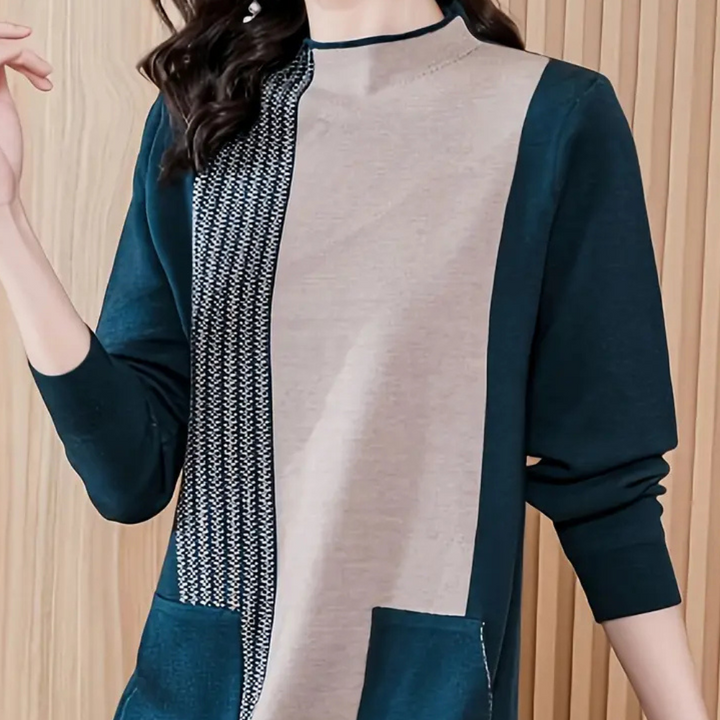 THEADORA - Robe Tricotée Élégante à Col Semi-Roulé pour Femmes
