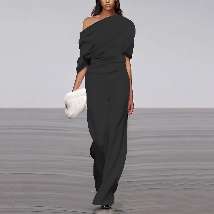 Combinaison Épaule Dénudée | Design Asymétrique | Chic et Fluide