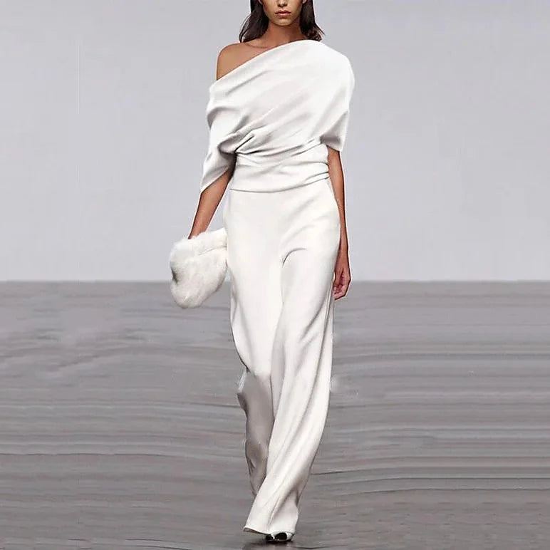 Combinaison Épaule Dénudée | Design Asymétrique | Chic et Fluide