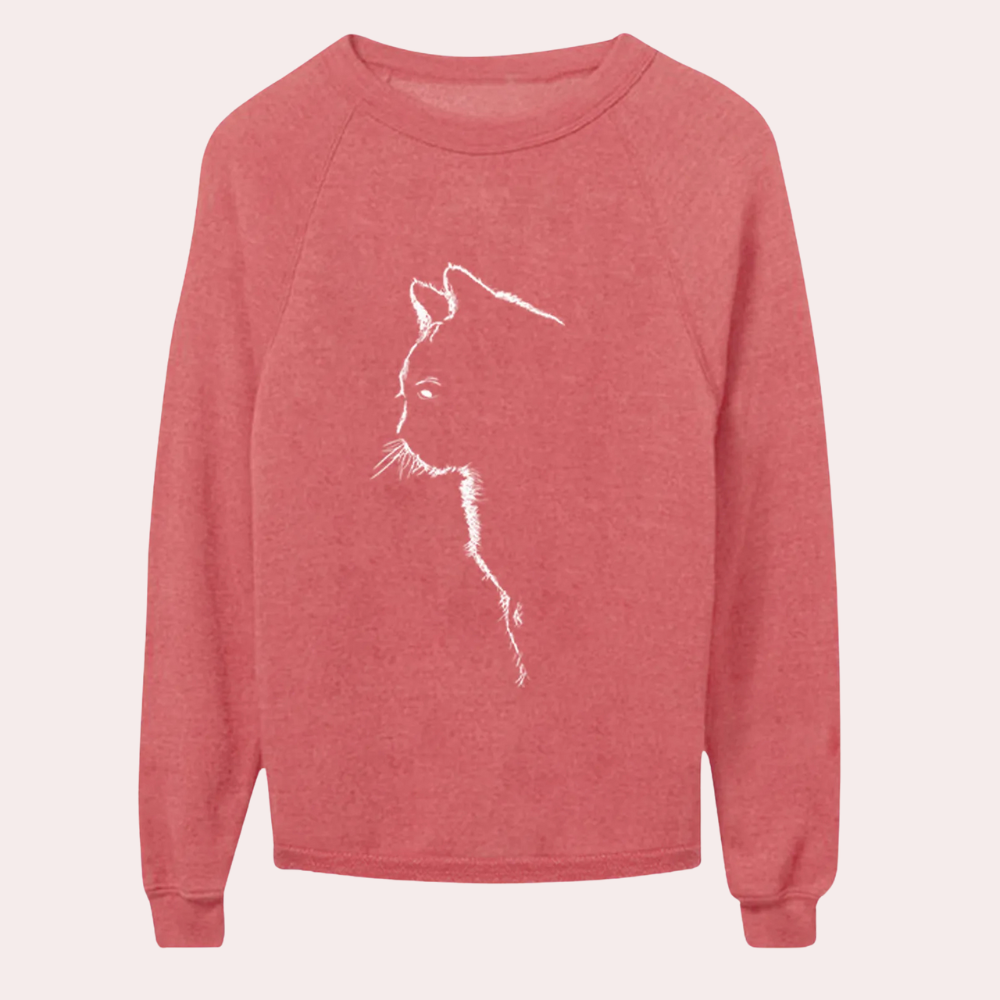 ADRIA - Pull décontracté pour femmes avec un adorable motif de chat