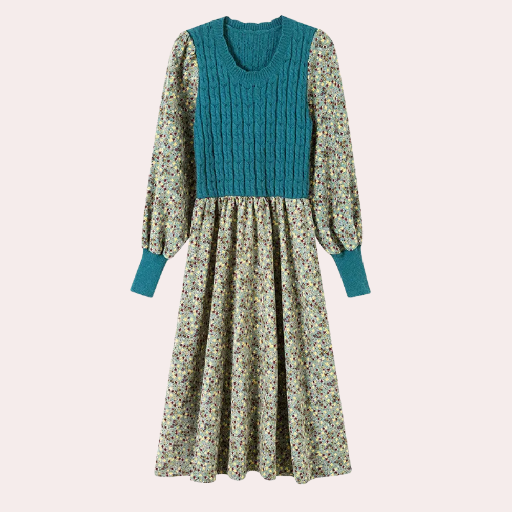 DAYSI - Robe Hivernale à Motifs de Fleurs pour Femmes