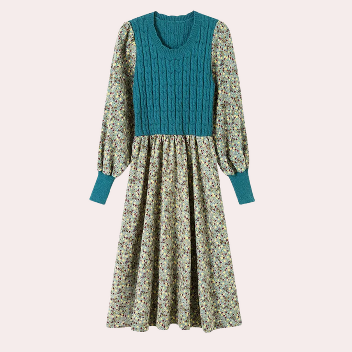 DAYSI - Robe Hivernale à Motifs de Fleurs pour Femmes