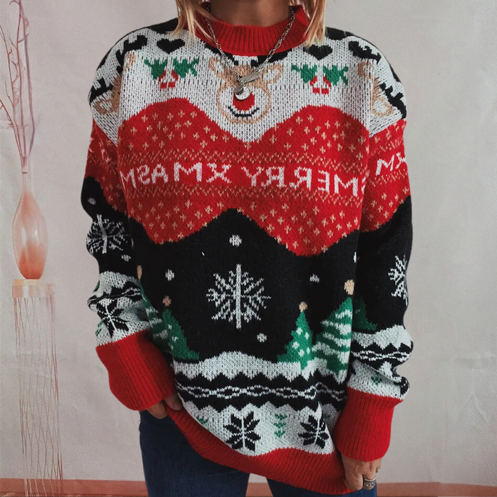 COLLETTE - Pull de Fête Flocons de Neige pour Femme