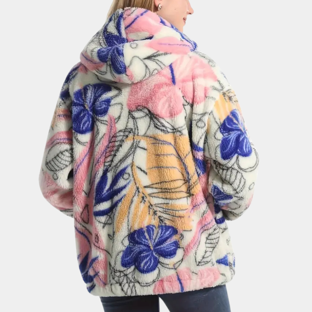 LOREEN - Veste à Capuche Épais avec Motif Fleuri pour Femmes