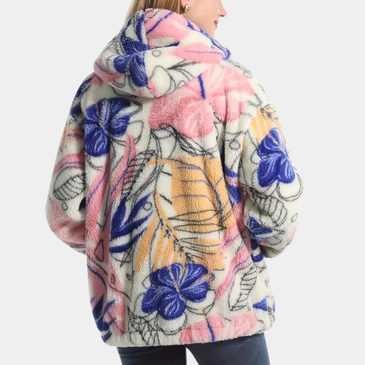 LOREEN - Veste à Capuche Épais avec Motif Fleuri pour Femmes