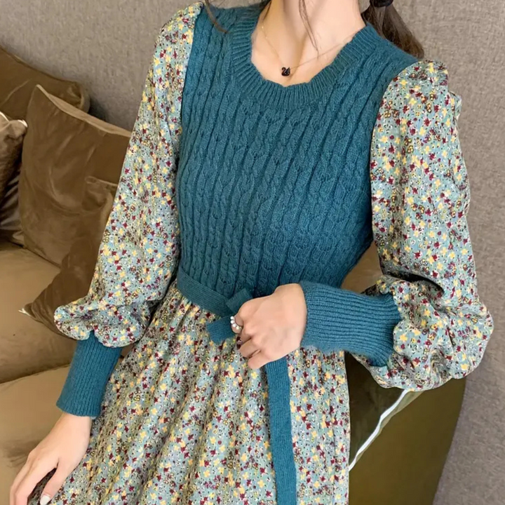 DAYSI - Robe Hivernale à Motifs de Fleurs pour Femmes